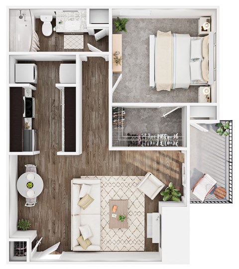 a 1 bedroom floor plan with a bathroom and a living room